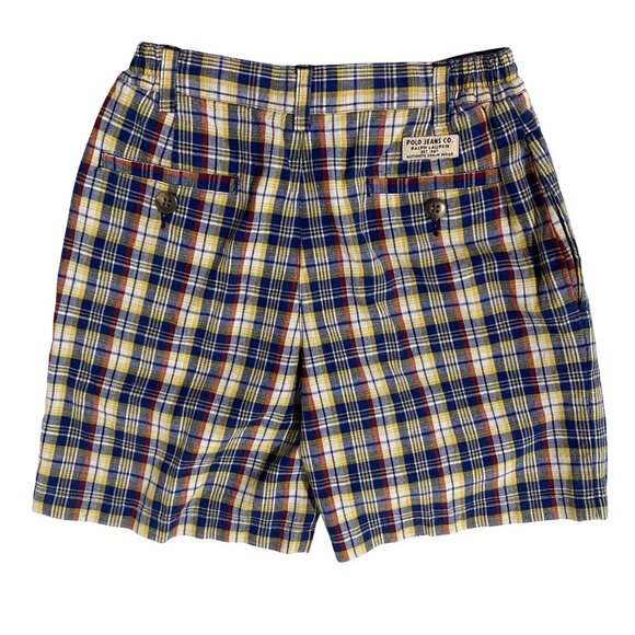 Polo Jeans Co. Ralph Lauren Boys Plaid Shorts Size 6 Blue Preppy Lakeside Summer - Picture 2 of 5